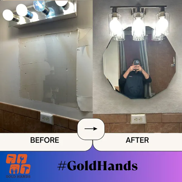 Illuminate Your Home with Elegance: Light Fixture & Mirror Installation by Handyman Gold Hands!