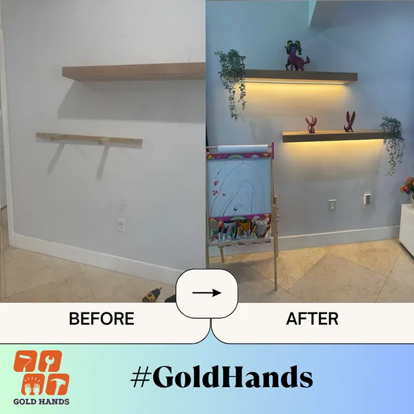 Illuminate Your Space: Custom LED Shelves Installation by Gold Hands Handyman Service
