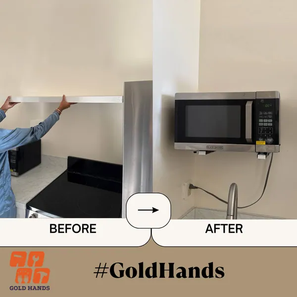 Kitchen Upgrade: Wall-Mounted Shelves & Microwave Placement