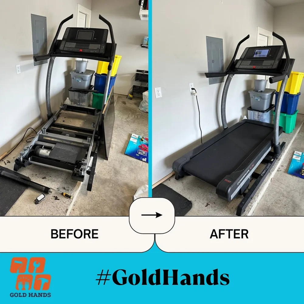A before and after comparison of a treadmill with a new belt