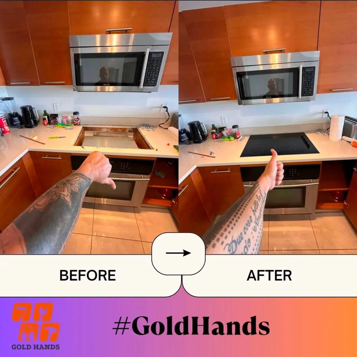 Before and after: Gold Hands project 4