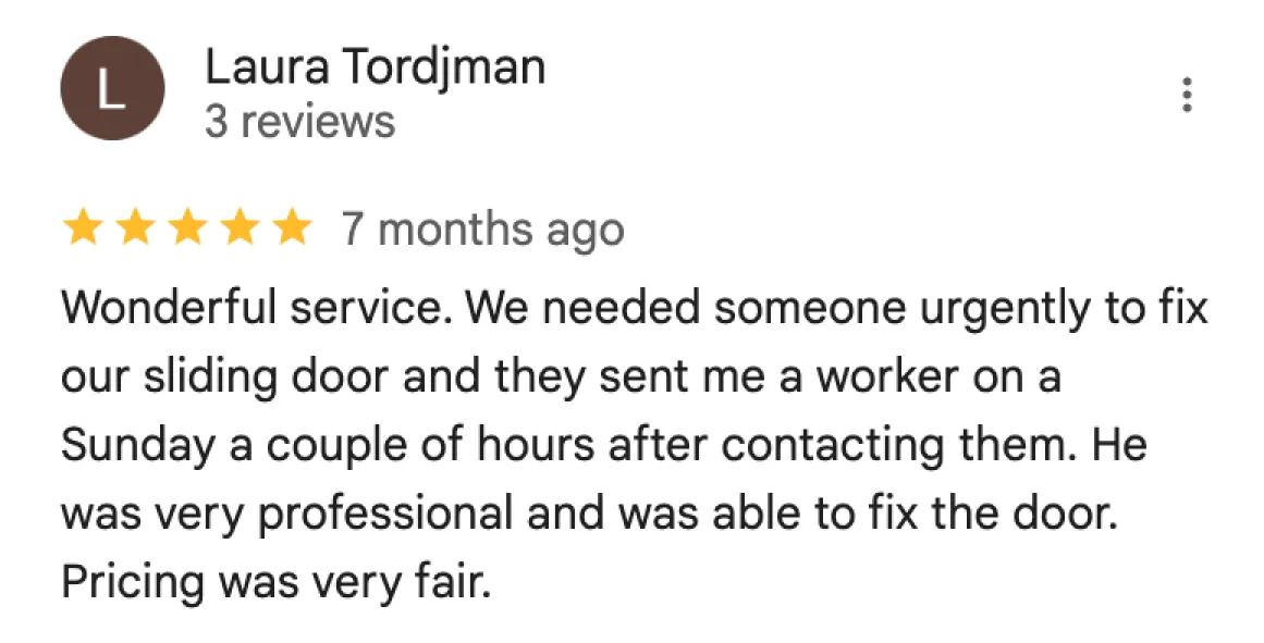 Google review of Handyman Gold Hands