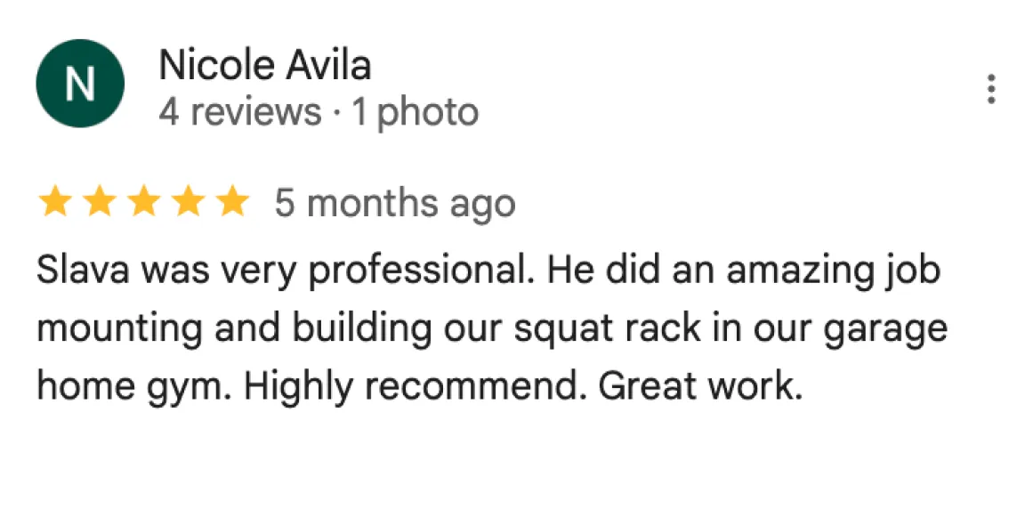 Google review of Handyman Gold Hands